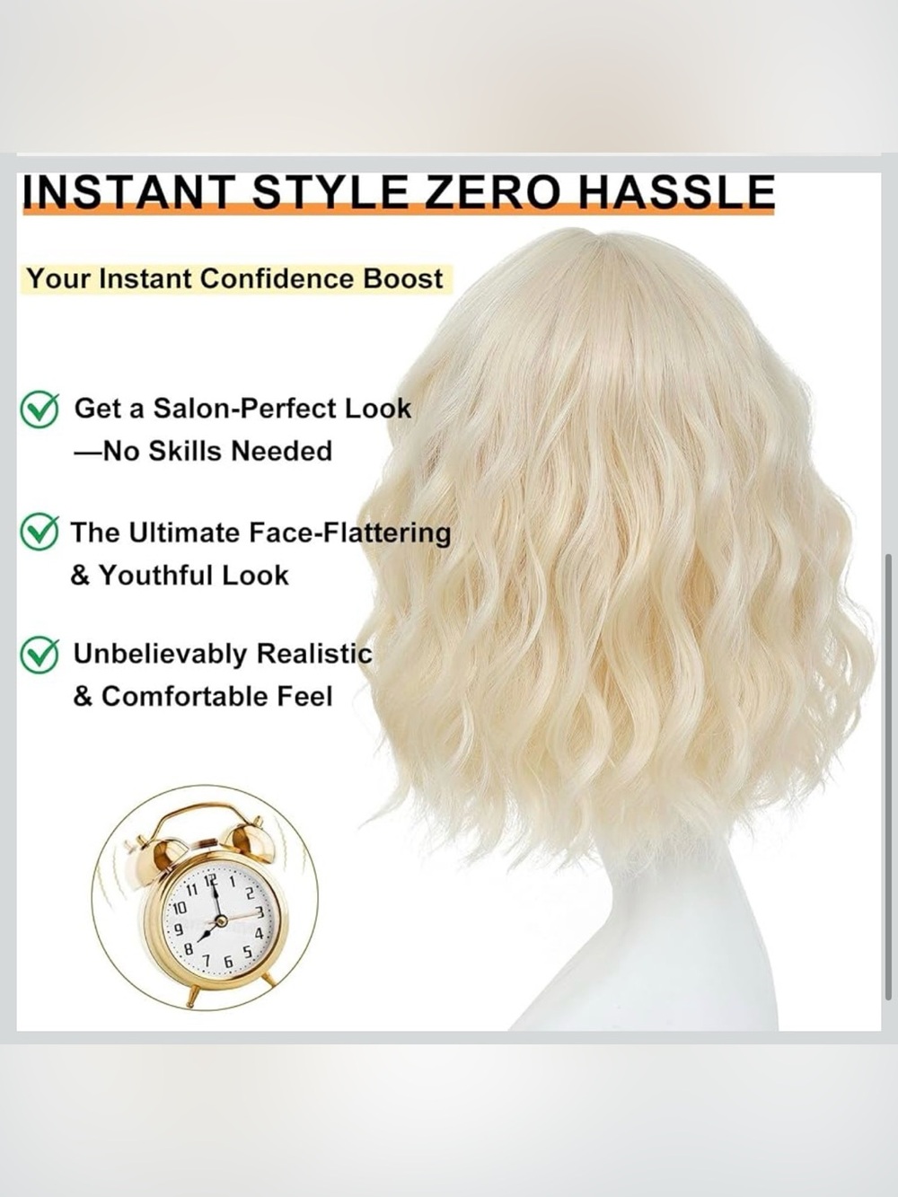 NWT Short Wavy Bob Wigs Natural Looking Heat Resistant Synthetic Wig 12 Inch - Picture 6 of 9